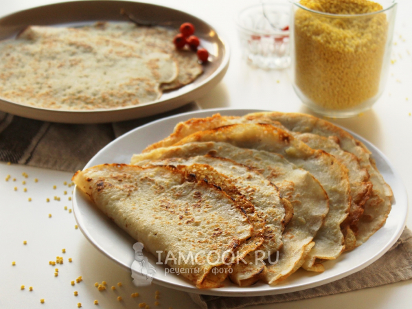 Постные пшенные блины, рецепт с фото