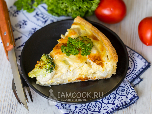 Киш с рыбой и брокколи, рецепт с фото