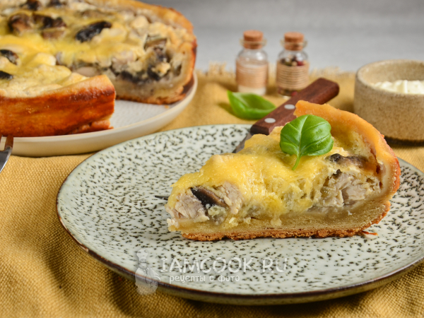 Киш в мультиварке с курицей и грибами, рецепт с фото
