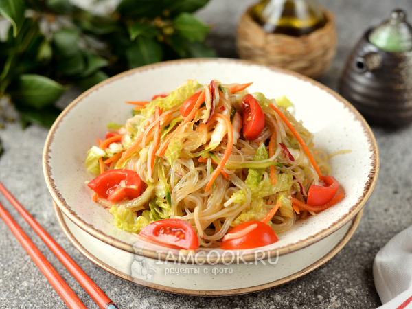 Фунчоза с овощами с соусом терияки, рецепт с фото