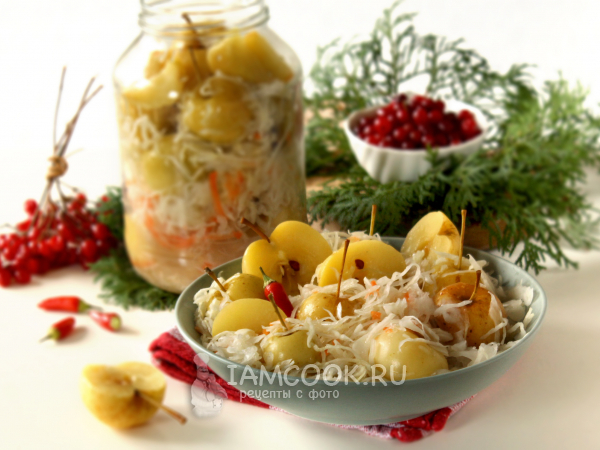 Моченые яблоки с капустой, рецепт с фото