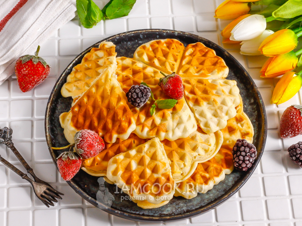 Сливочные вафли в вафельнице, рецепт с фото