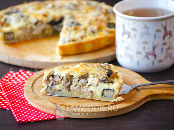 Киш с фаршем и грибами, рецепт с фото