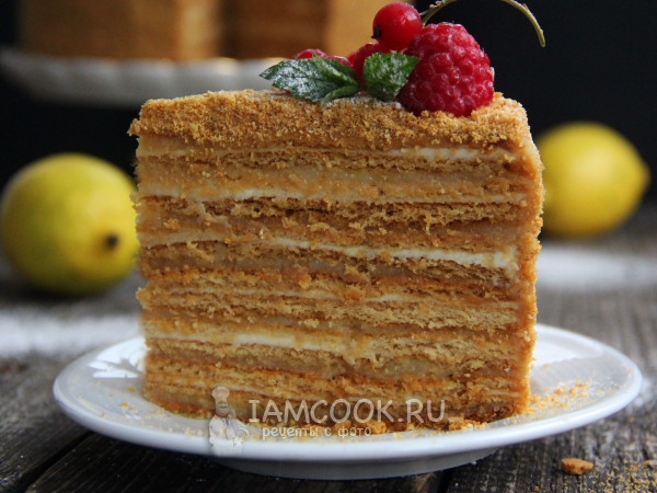 Медовик с лимонным курдом, рецепт с фото