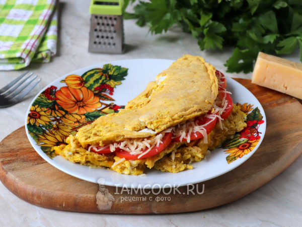 Овсяноблин с сыром и помидорами, рецепт с фото
