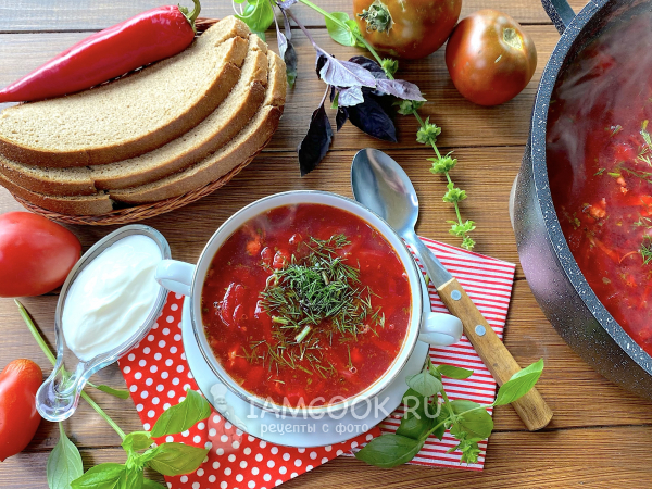 Борщ с квашеной и свежей капустой, рецепт с фото