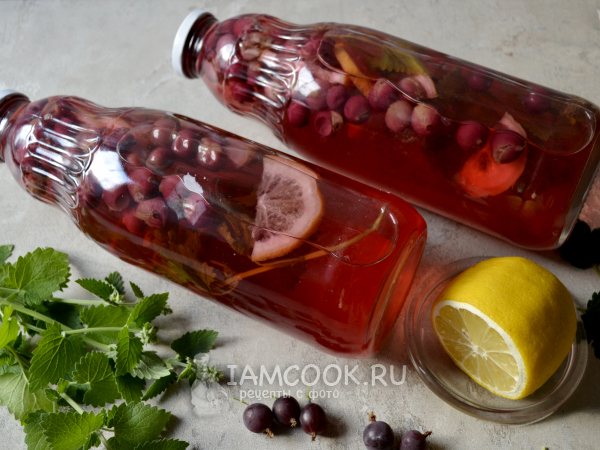 Компот из крыжовника с мелиссой и лимоном на зиму, рецепт с фото