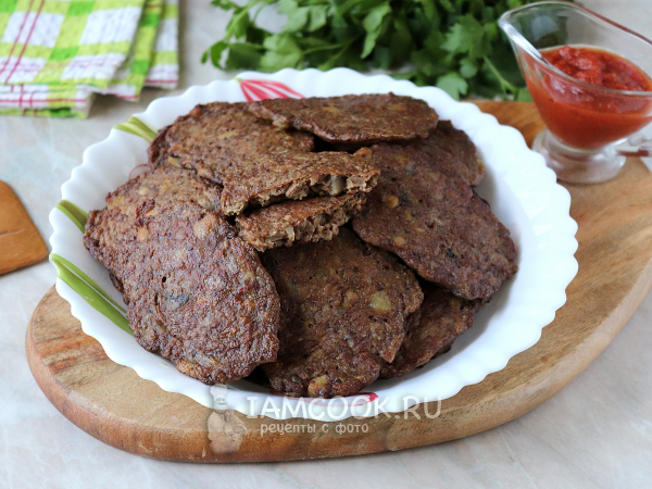 Печёночные оладьи с грибами, рецепт с фото