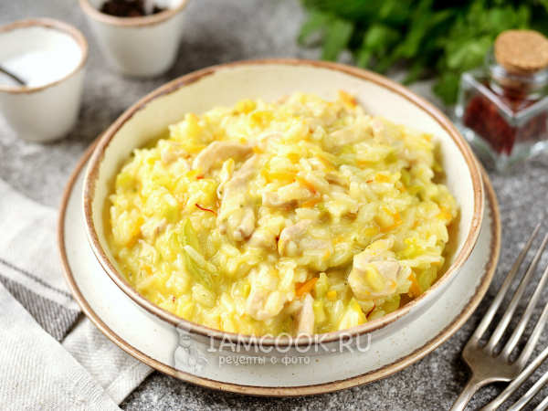 Ризотто с кабачком и курицей, рецепт с фото