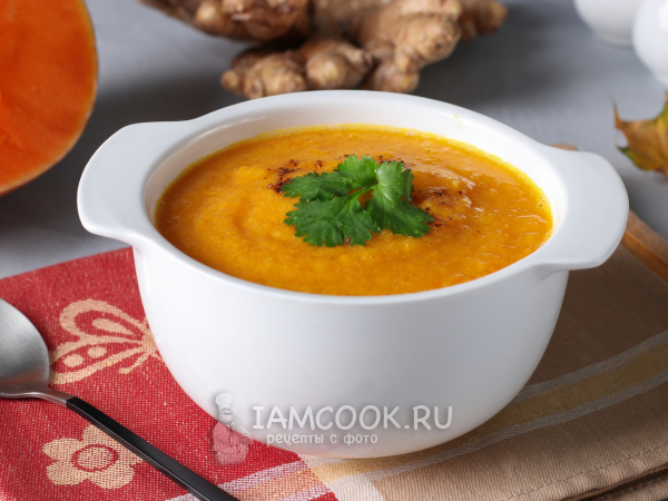 Тыквенный суп-пюре с курицей и имбирём, рецепт с фото