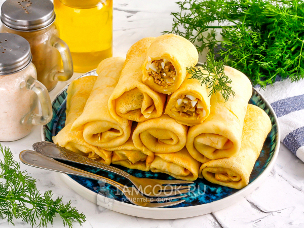 Блины с фаршем и яйцом, рецепт с фото