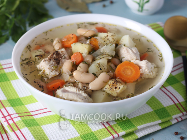 Суп из индейки с консервированной фасолью, рецепт с фото