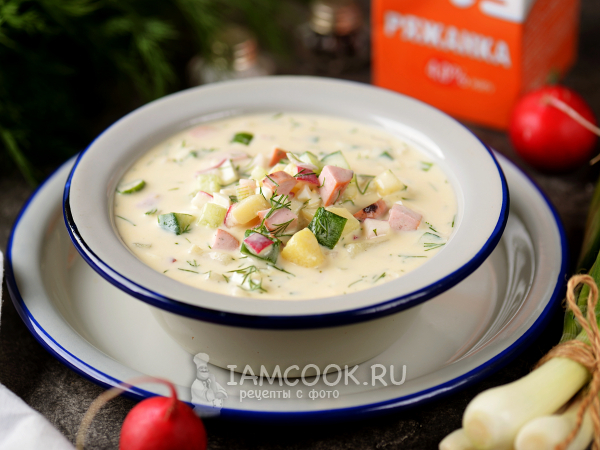 Окрошка на ряженке, рецепт с фото