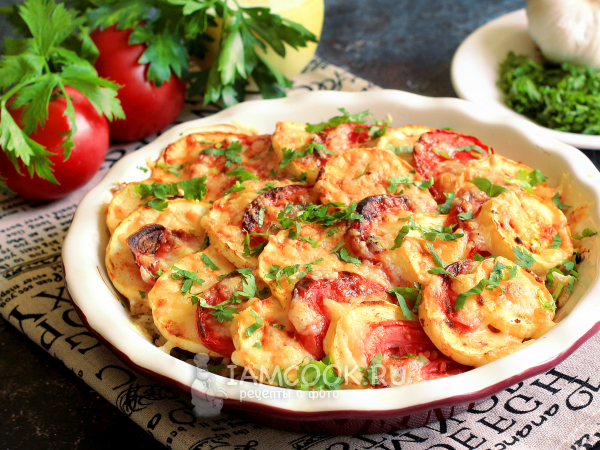 Рис с кабачками и помидорами в духовке, рецепт с фото