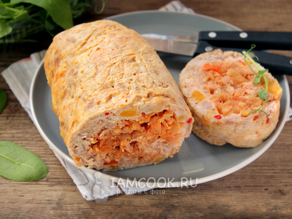 Мясной рулет с капустой (из фарша), рецепт с фото