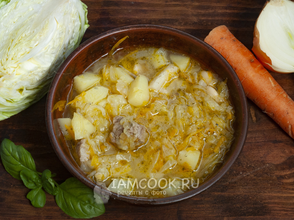 Щи со свининой в мультиварке (со свежей капустой), рецепт с фото