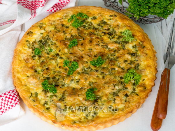 Киш с рыбными консервами, рецепт с фото