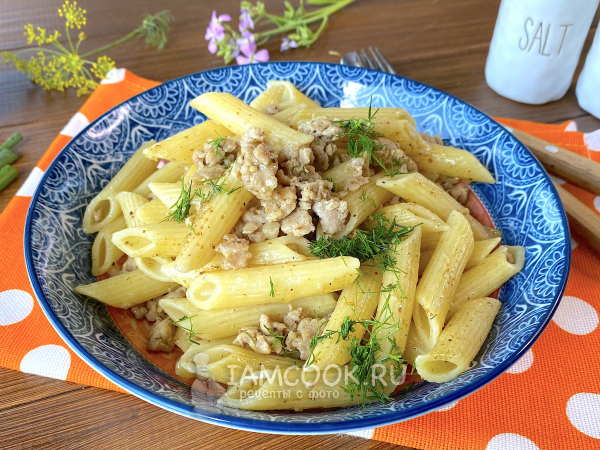 Макароны с фаршем на сковороде, рецепт с фото