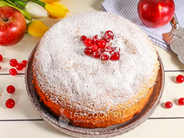 Пирог с яблоками и клюквой, рецепт с фото