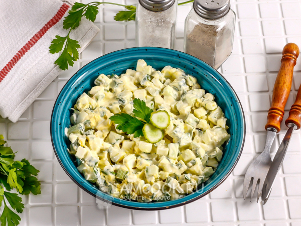 Диетический салат с яйцом и огурцом (ПП), рецепт с фото