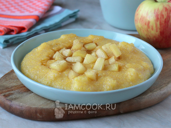 Кукурузная каша с яблоком (на воде), рецепт с фото