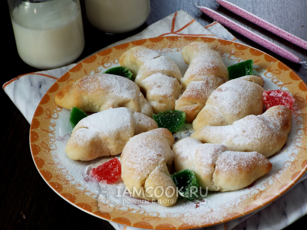 Постные рогалики с мармеладом, рецепт с фото