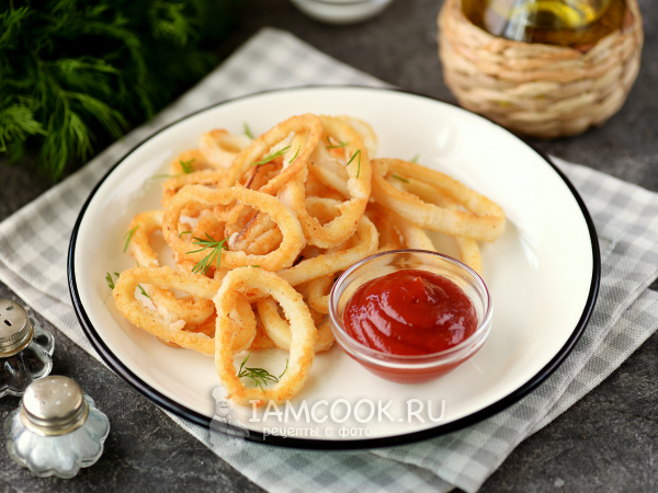 Жареные кальмары в муке, рецепт с фото