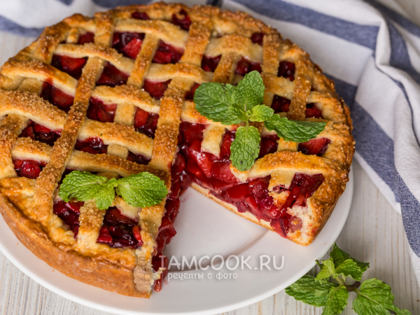 Яблочно-вишневый пирог, рецепт с фото