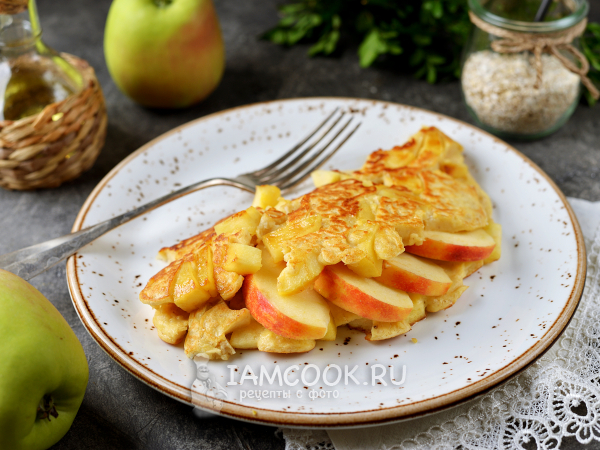 Овсяноблин на кефире (с яблоком), рецепт с фото