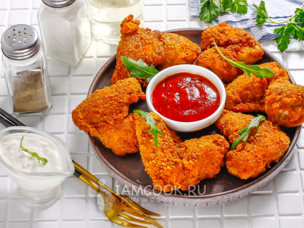 Куриные крылышки в панировке во фритюре, рецепт с фото