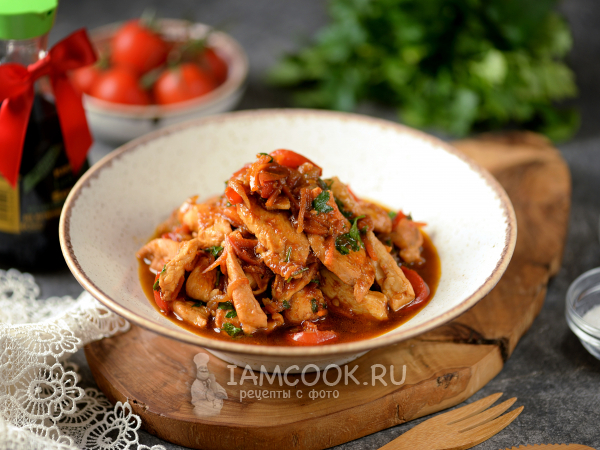 Куриное филе с овощами в соевом соусе, рецепт с фото