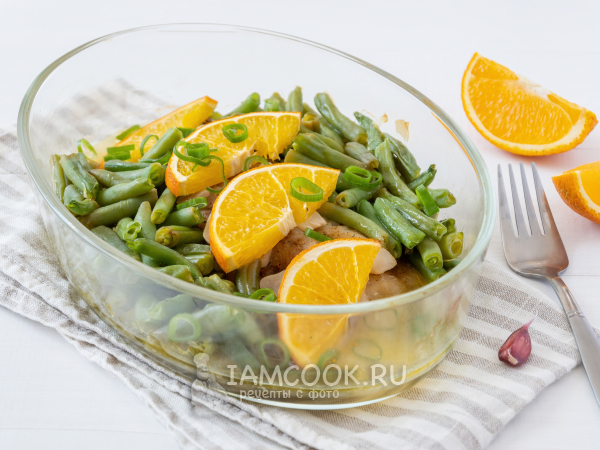 Стручковая фасоль с рыбой в духовке, рецепт с фото