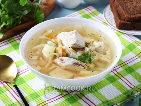 Куриный суп с яичной лапшой, рецепт с фото