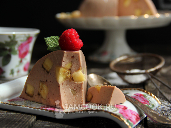 Десерт из банана и сметаны с творожным сыром (на желатине), рецепт с фото