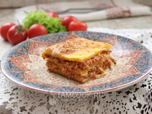 Лазанья из слоеного теста, рецепт с фото