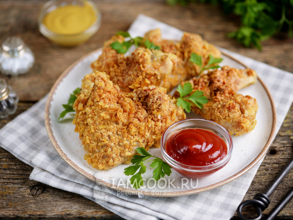 Куриные крылышки в панировке из чипсов, рецепт с фото