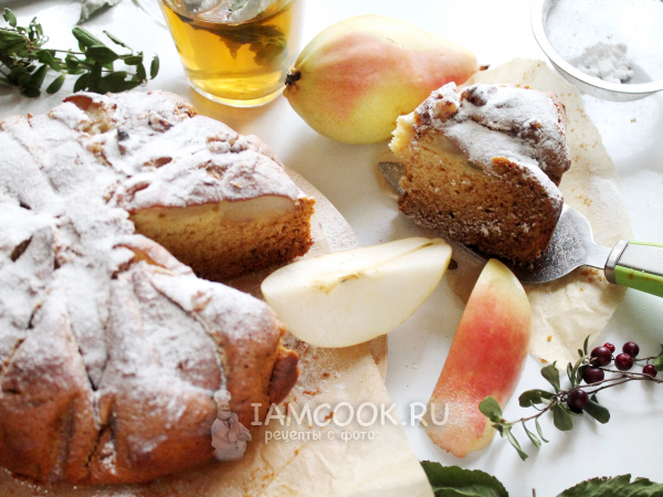 Постный пирог с грушами, рецепт с фото