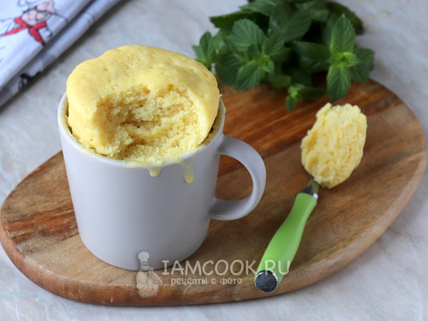 Бисквит в микроволновке за 3-5 минут (в кружке), рецепт с фото