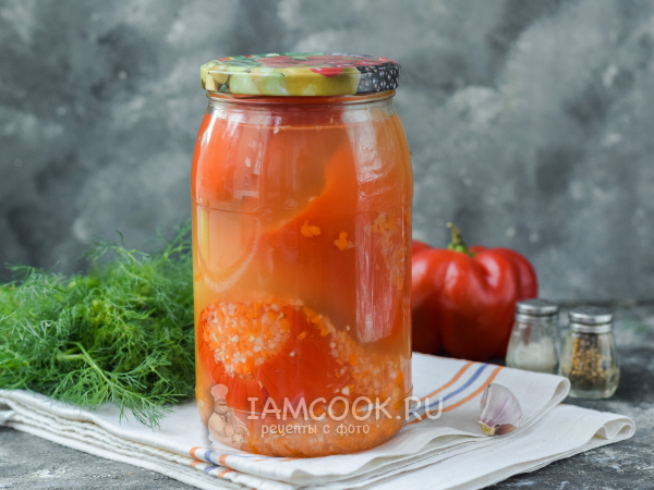 Перец, фаршированный капустой, на зиму с медом, рецепт с фото