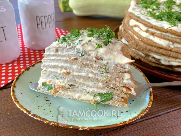 Печеночный торт с кабачками, рецепт с фото