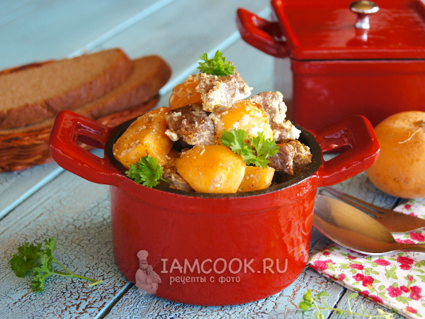Репа с мясом в горшочке в духовке, рецепт с фото