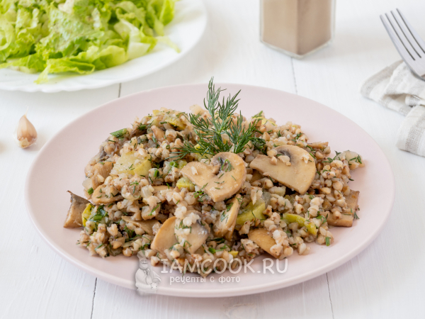 Гречка с грибами и кабачками (на сковороде), рецепт с фото