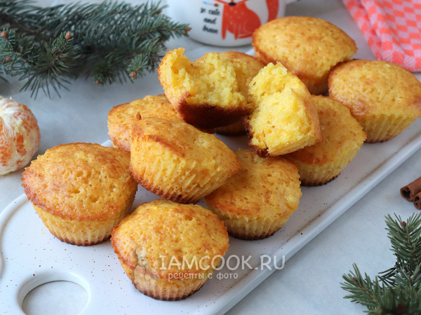 Кексы с мандаринами в силиконовых формочках, рецепт с фото