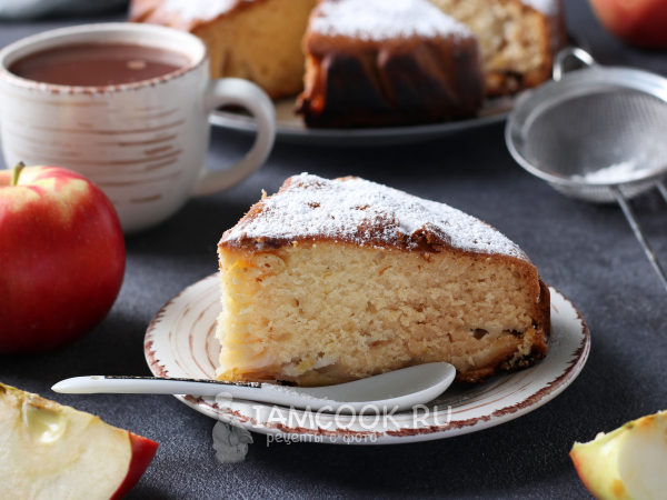 Шарлотка без яиц на молоке с яблоками, рецепт с фото