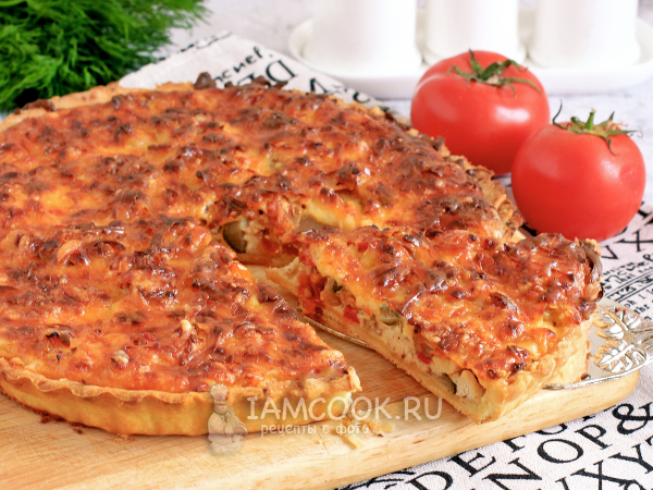 Киш с курицей и овощами, рецепт с фото