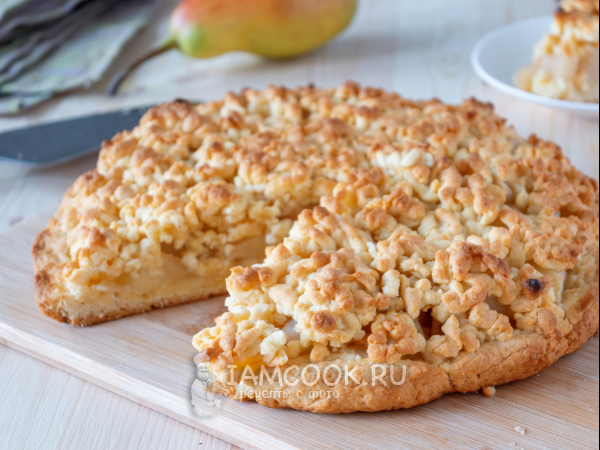 Тертый пирог с грушами, рецепт с фото