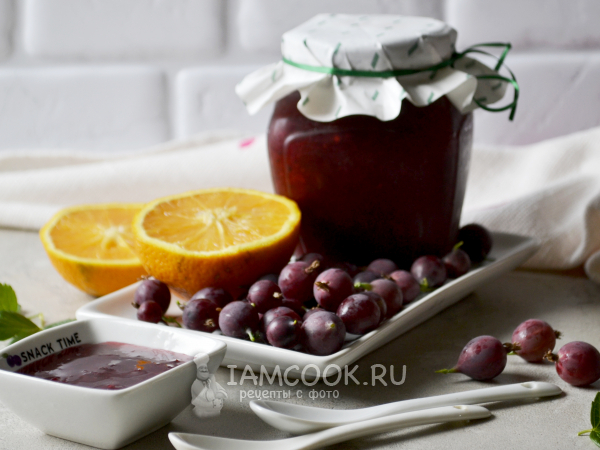 Сырое варенье из крыжовника с апельсином, рецепт с фото