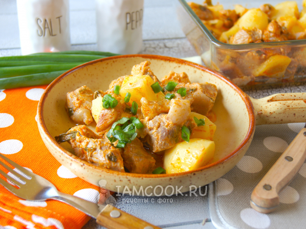 Картошка с мясом в микроволновке, рецепт с фото