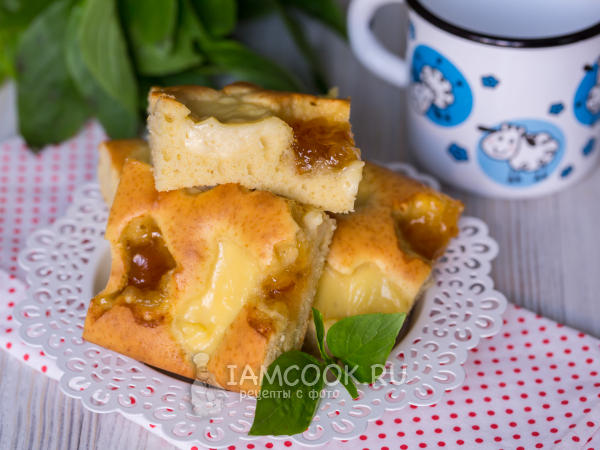 Пирог с заварным кремом и вареньем, рецепт с фото