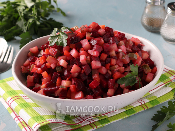 Винегрет с маринованными огурцами, рецепт с фото